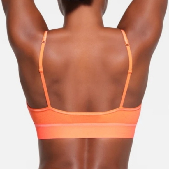 Skims Cotton Rib Scoop Wireless Bralette Bra Apricot Orange 3X - Picture 5 of 7